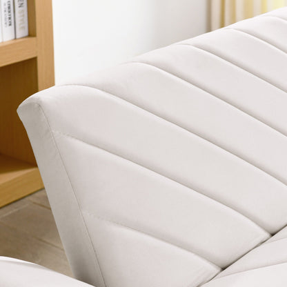 Divano letto futon trasformabile in velluto beige 87 con braccioli regolabili per soggiorno