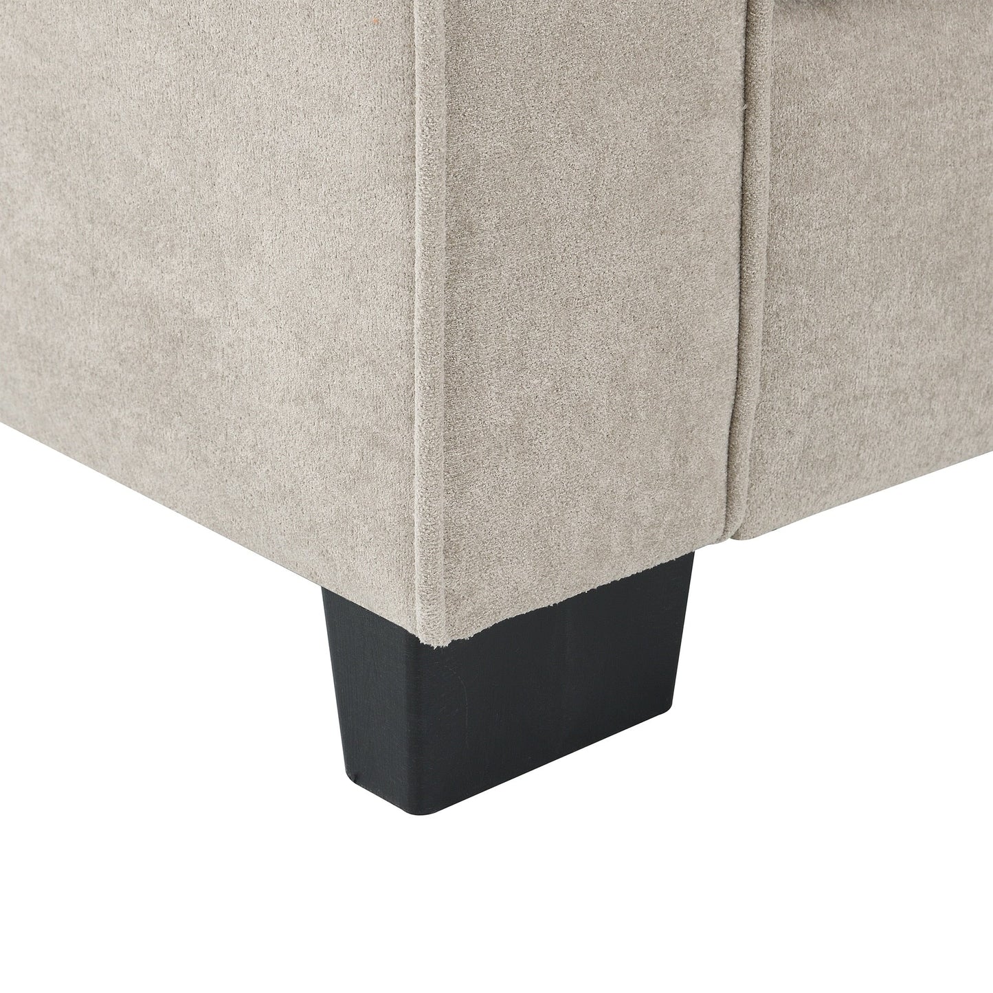 Divano componibile a L in velluto beige da 89'' a 5 posti con doppi cuscini