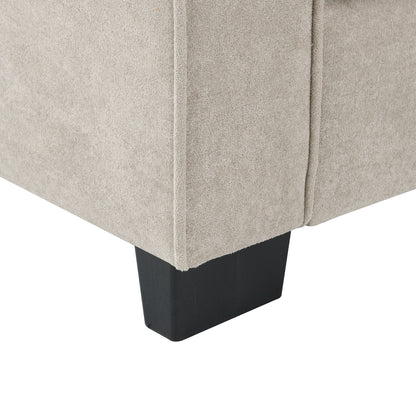 Divano componibile a L in velluto beige da 89'' a 5 posti con doppi cuscini
