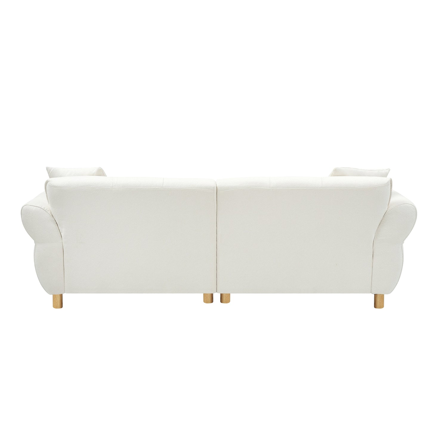 Divano a 3 posti rivestito in tessuto Teddy beige 93,70 con due cuscini coordinati per soggiorno
