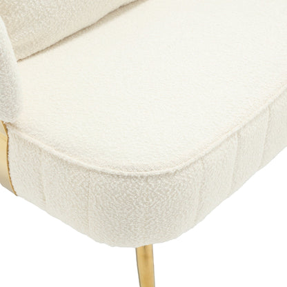 Divano a due posti in boucle beige con struttura in metallo