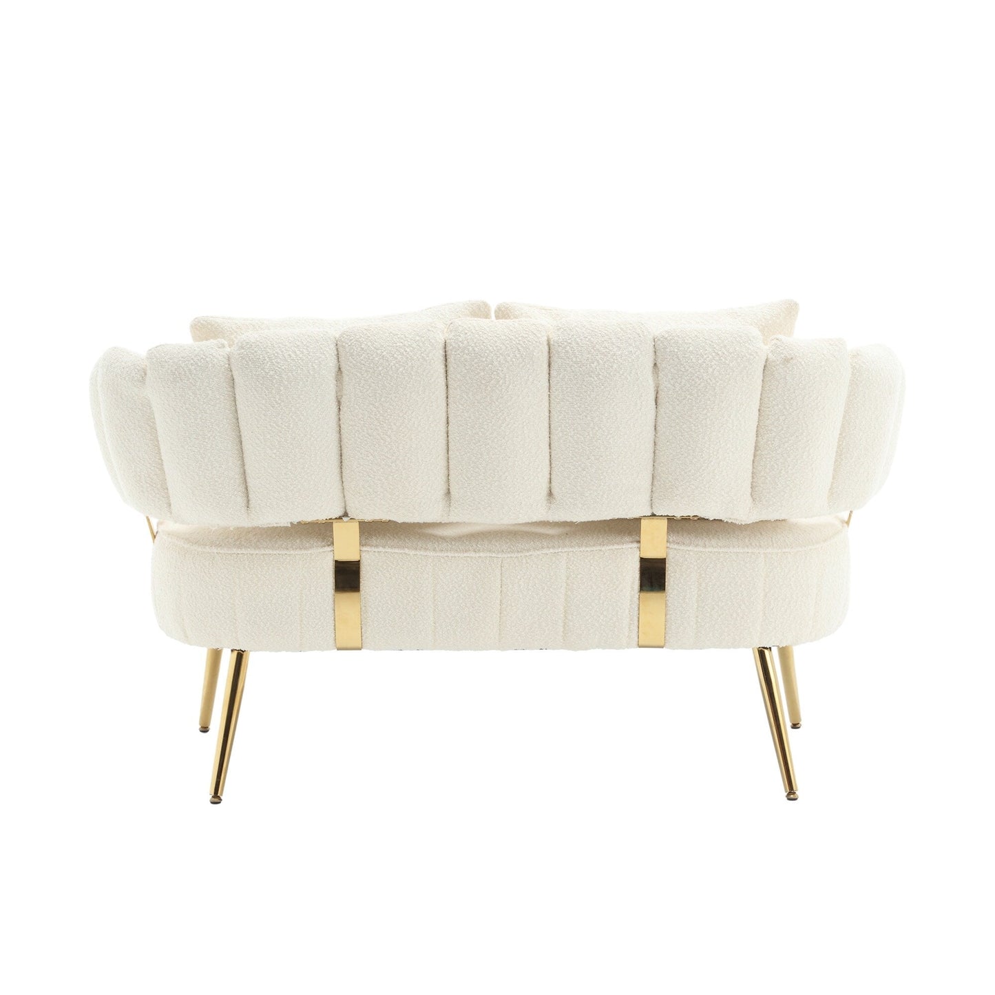 Divano a due posti in boucle beige con struttura in metallo