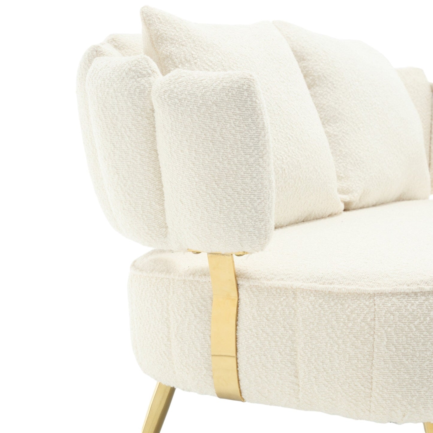 Divano a due posti in boucle beige con struttura in metallo