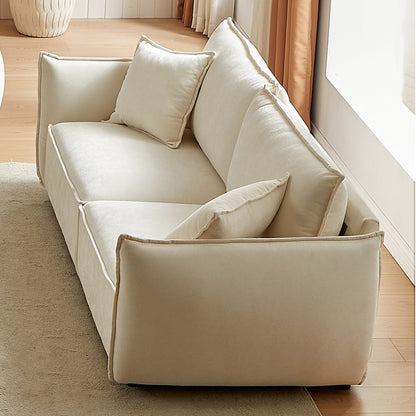Divano a 3 posti in ciniglia beige con cuscini extra