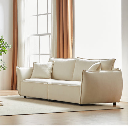 Divano a 3 posti in ciniglia beige con cuscini extra