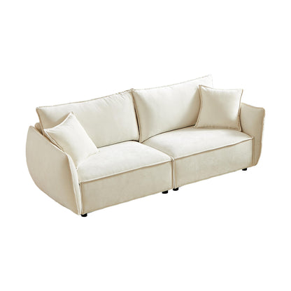 Divano a 3 posti in ciniglia beige con cuscini extra
