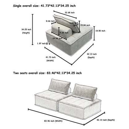Set di divani modulari in ciniglia beige da 6 pezzi