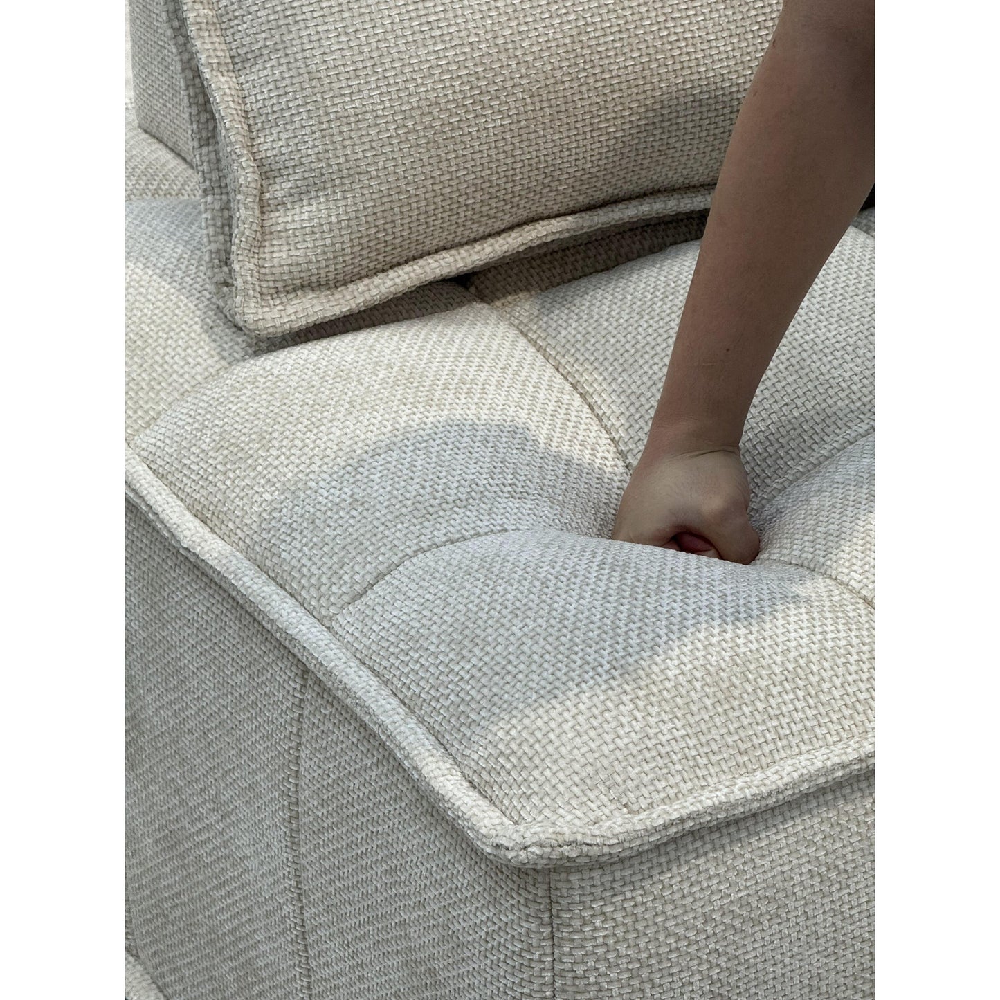 Set di divani modulari in ciniglia beige da 6 pezzi