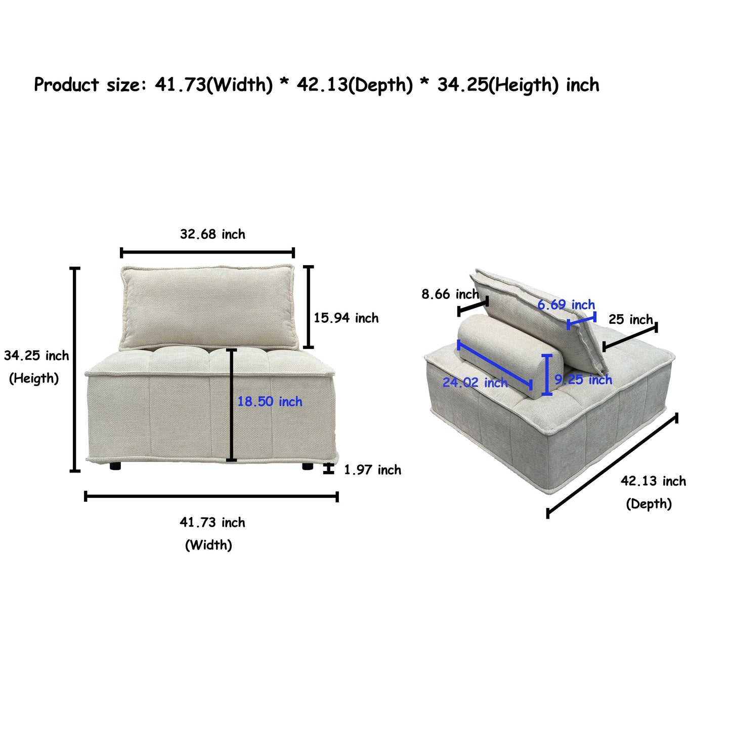 Set di divani modulari in ciniglia beige da 6 pezzi