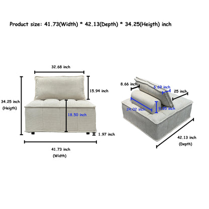 Set di divani modulari in ciniglia beige da 6 pezzi
