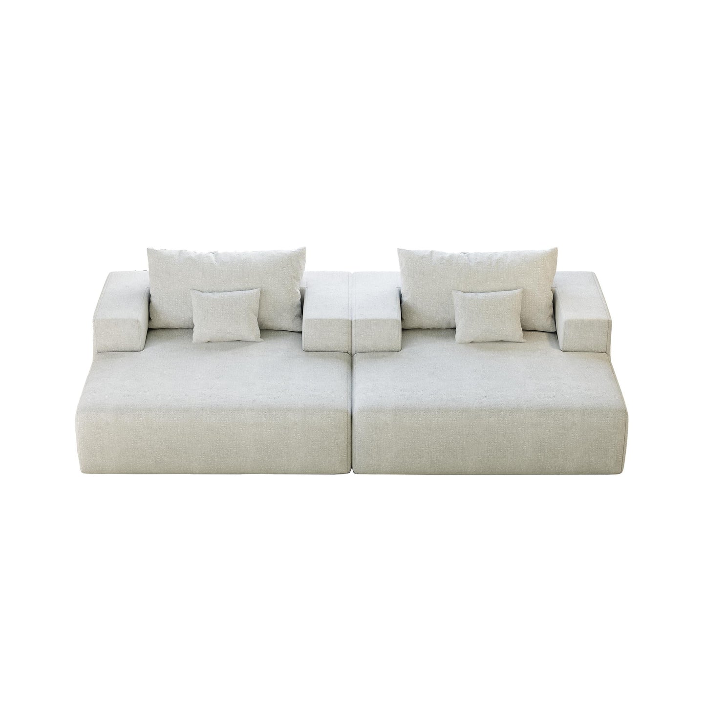 Divano letto singolo in ciniglia beige con cuscino per schienale