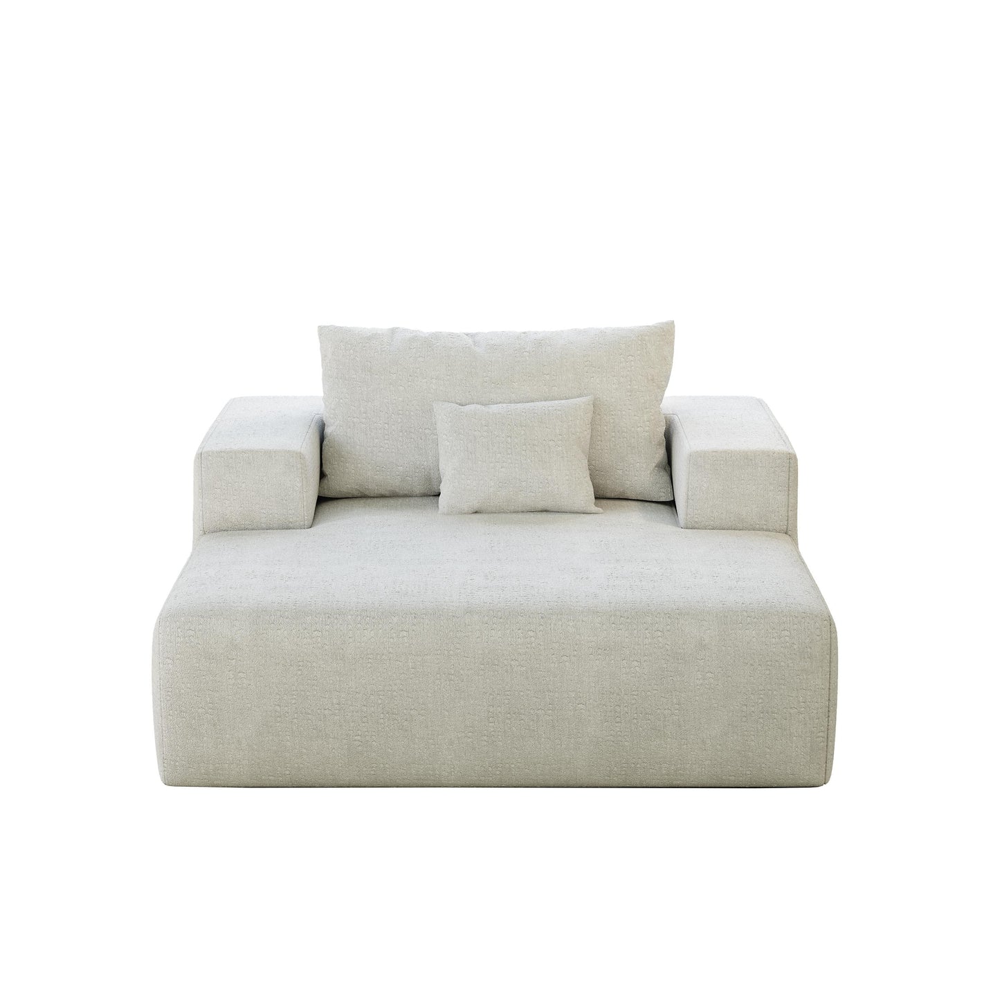 Divano letto singolo in ciniglia beige con cuscino per schienale