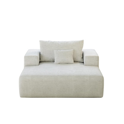 Divano letto singolo in ciniglia beige con cuscino per schienale