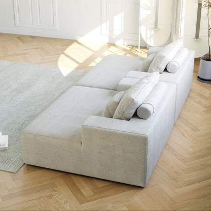 Divano letto singolo in ciniglia beige con cuscino per schienale