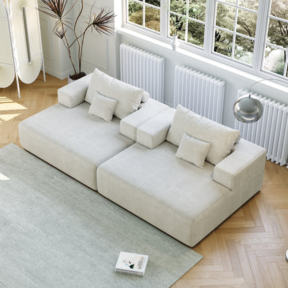 Divano letto singolo in ciniglia beige con cuscino per schienale