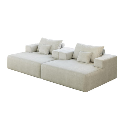 Divano letto singolo in ciniglia beige con cuscino per schienale