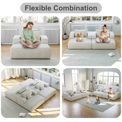 Divano letto singolo in ciniglia beige con cuscino per schienale