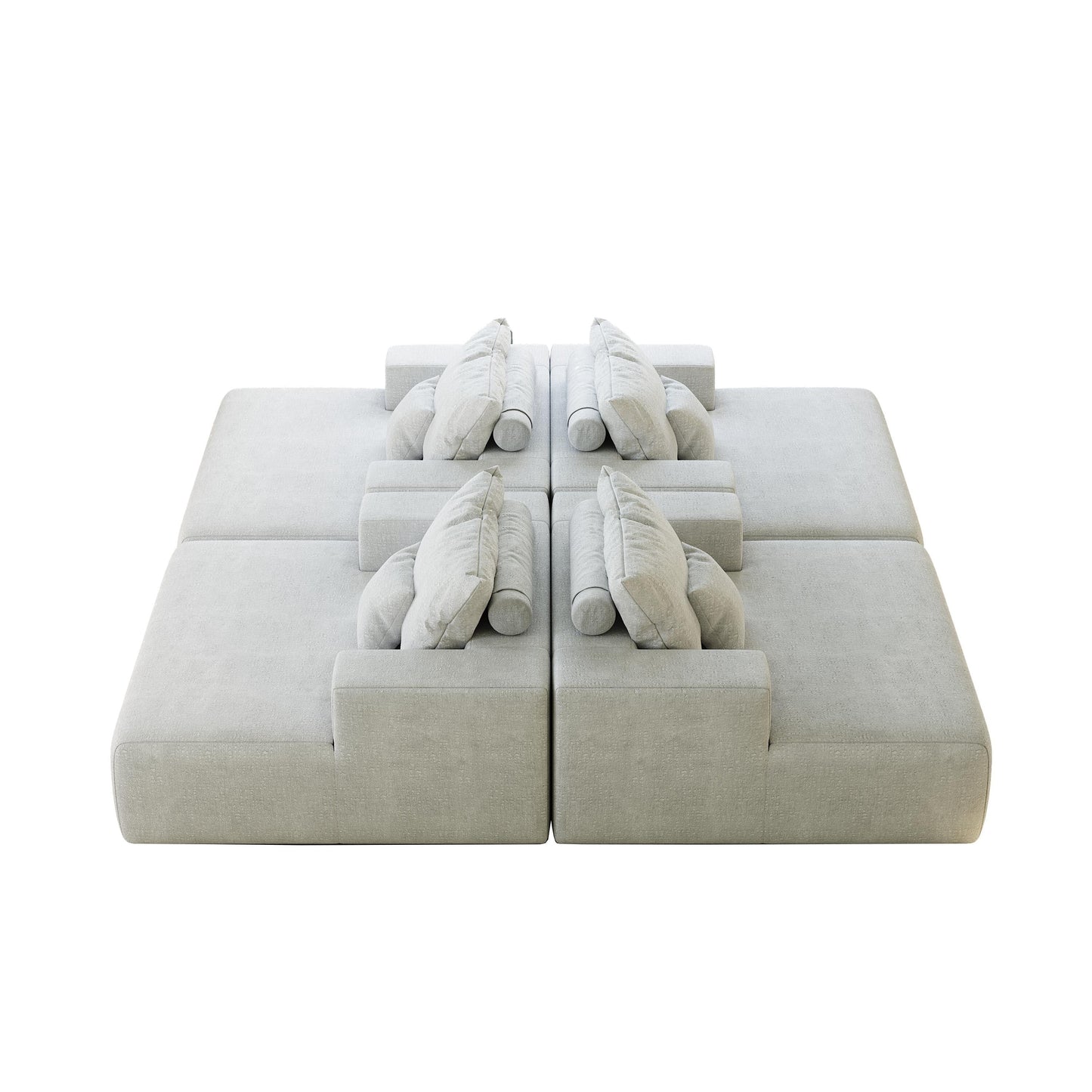 Divano letto singolo in ciniglia beige con cuscino per schienale