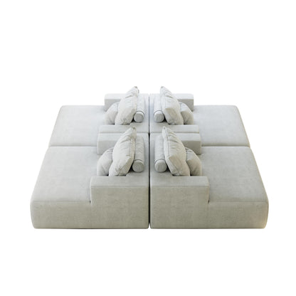 Divano letto singolo in ciniglia beige con cuscino per schienale