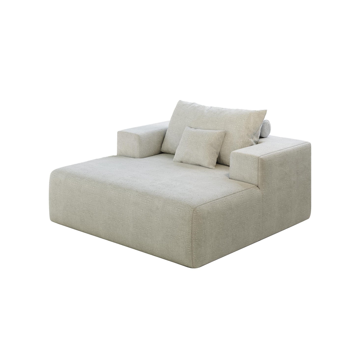 Divano letto singolo in ciniglia beige con cuscino per schienale