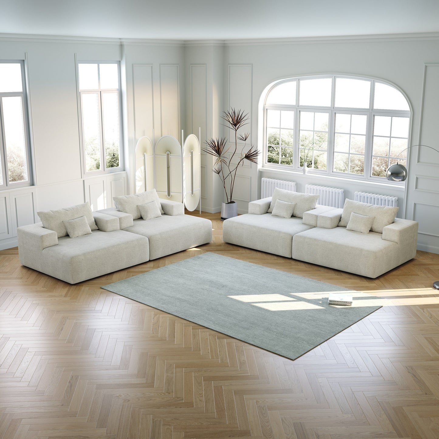 Divano letto singolo in ciniglia beige con cuscino per schienale