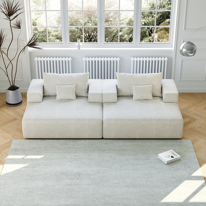 Divano letto singolo in ciniglia beige con cuscino per schienale
