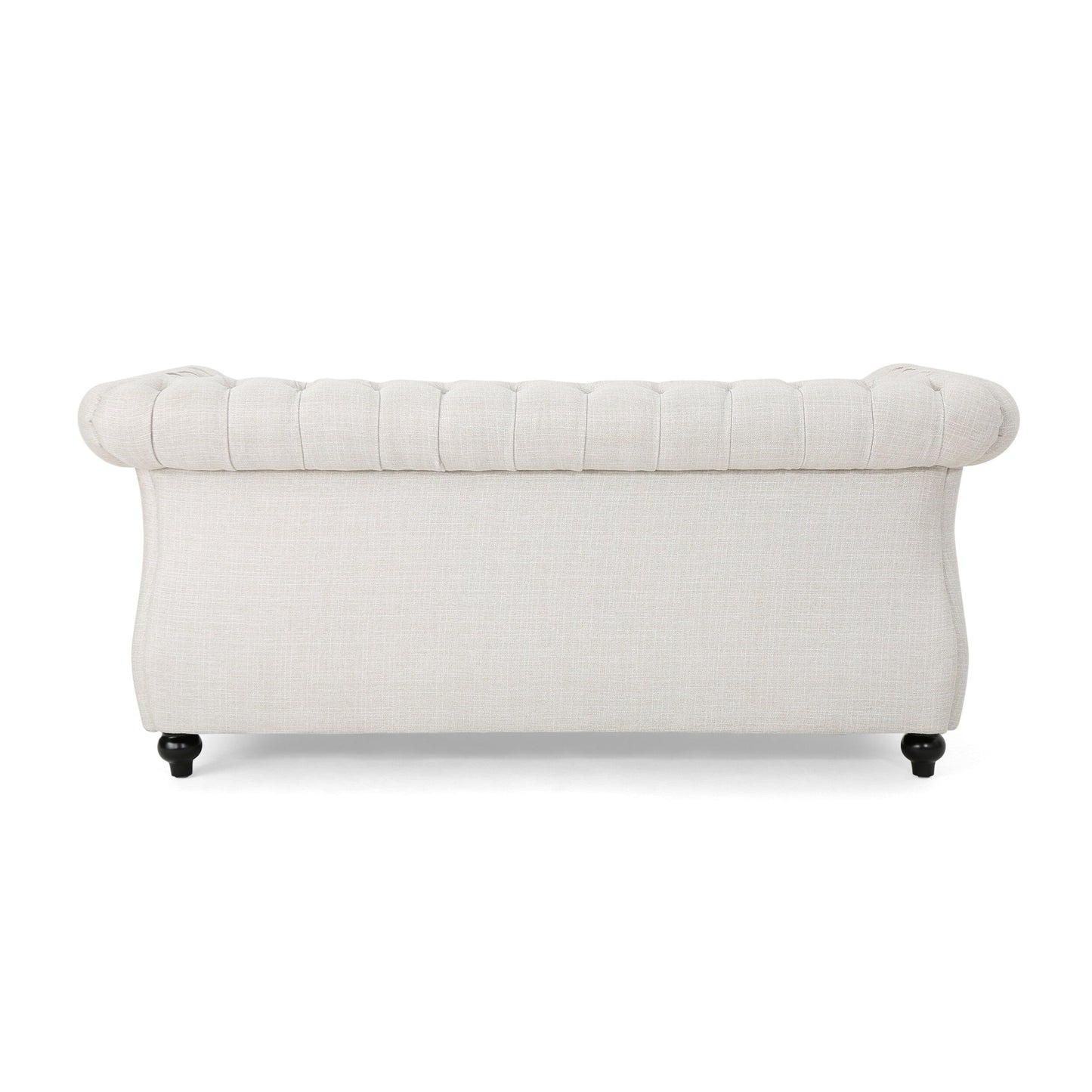Divano a due posti Chesterfield beige con bottoni e borchie