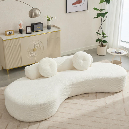 Divano a nuvola in velluto a coste beige con cuscini