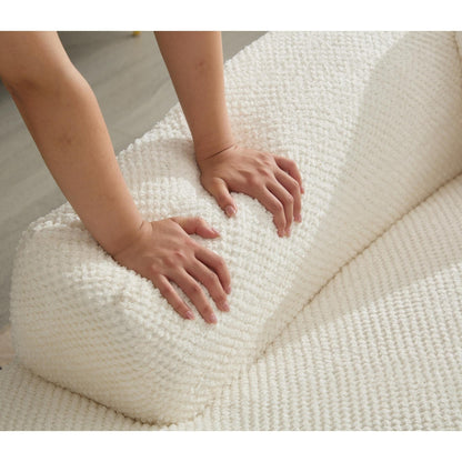 Divano a nuvola in velluto a coste beige con cuscini