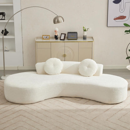 Divano a nuvola in velluto a coste beige con cuscini