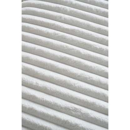Divano a due posti in velluto a coste beige con pouf e altoparlante Bluetooth