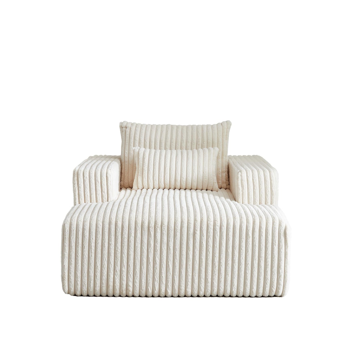 Poltrona in velluto a coste beige con 2 cuscini