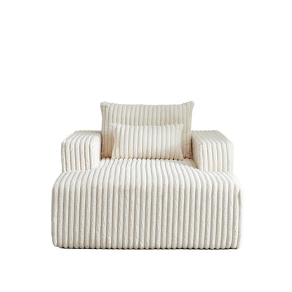 Poltrona in velluto a coste beige con 2 cuscini