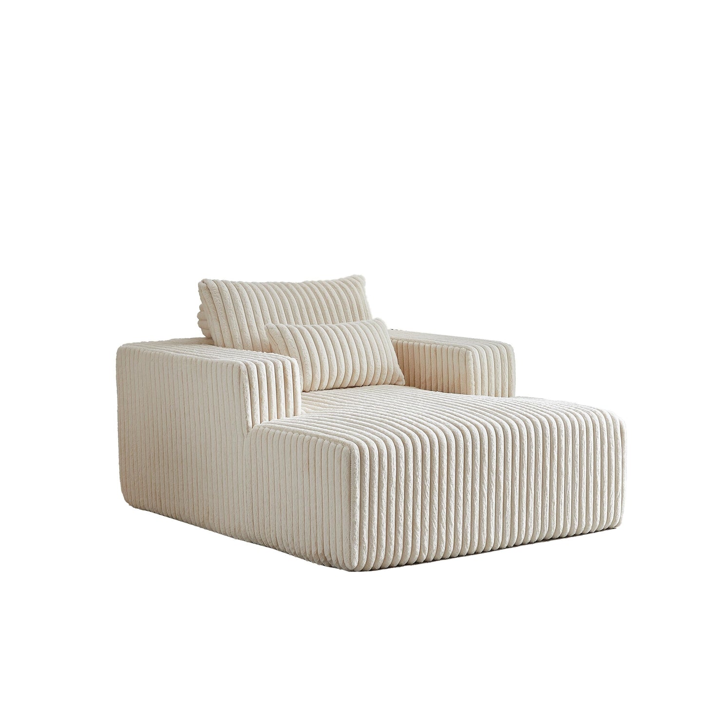Poltrona in velluto a coste beige con 2 cuscini