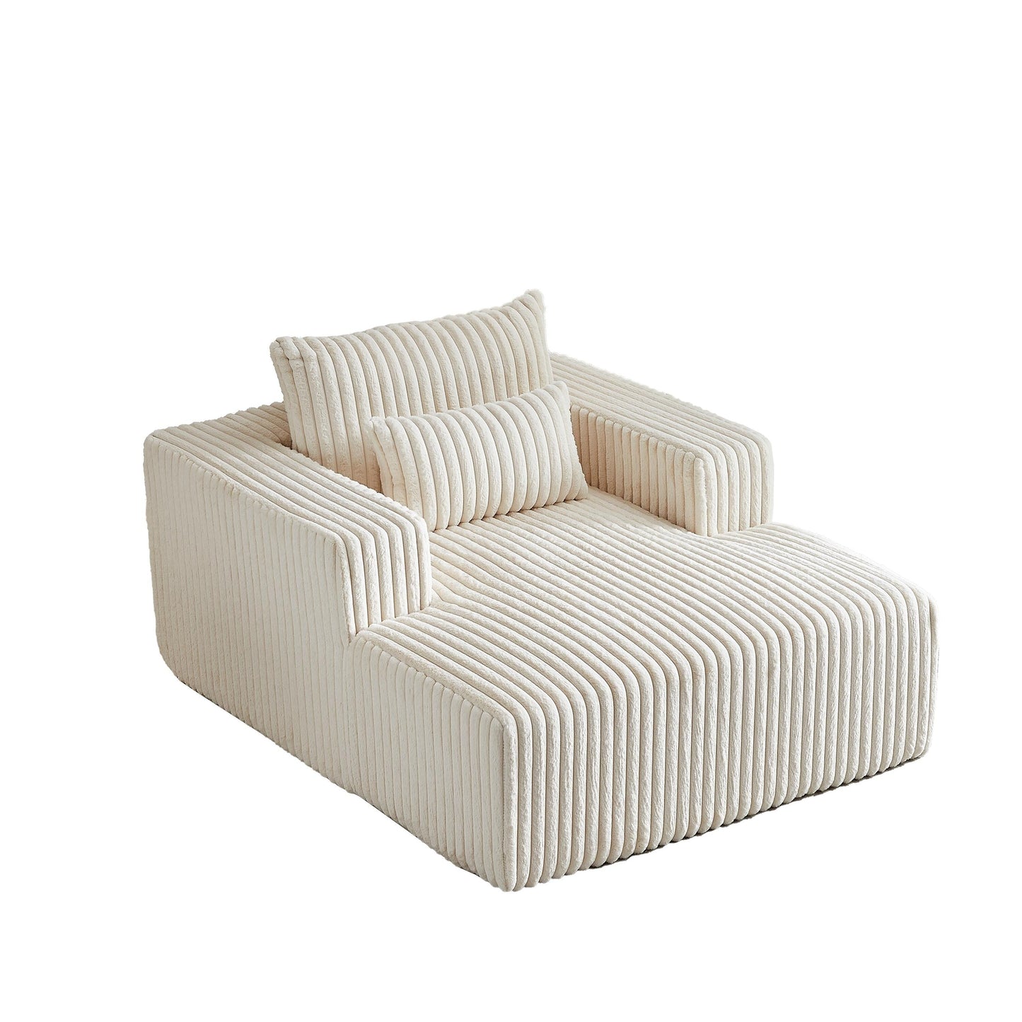 Poltrona in velluto a coste beige con 2 cuscini