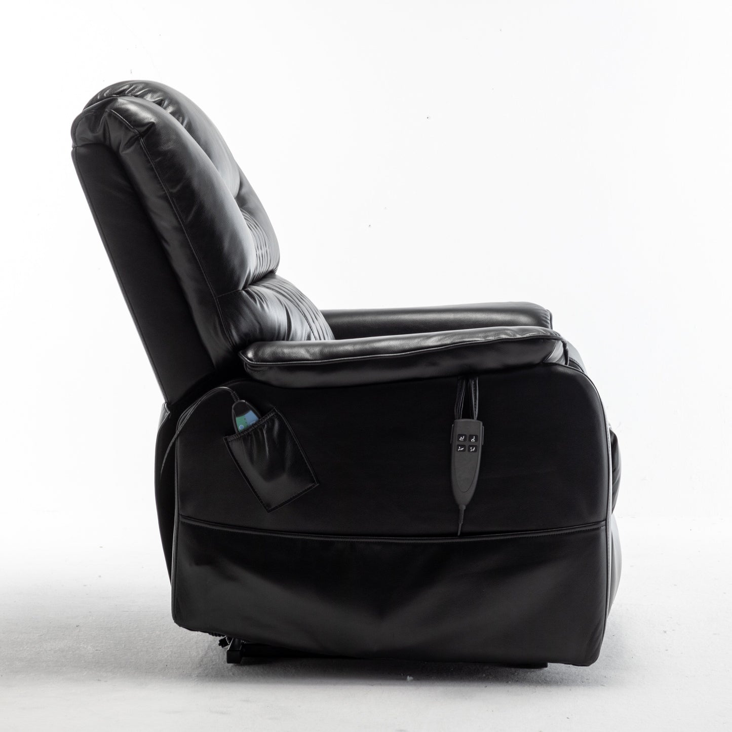 Poltrona reclinabile elettrica beige per anziani con reclinazione completa di 180°, motore OKIN, seduta ampia e tasche laterali