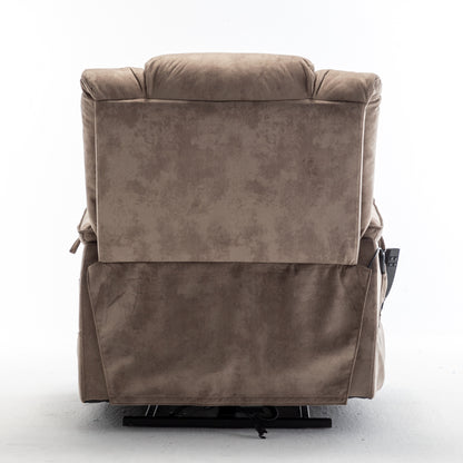 Poltrona reclinabile elettrica beige per anziani con reclinazione completa di 180°, motore OKIN, seduta ampia e tasche laterali