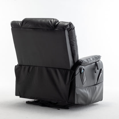 Poltrona reclinabile elettrica beige per anziani con motore OKIN, reclinazione completa di 180°, ampia seduta e tasche portaoggetti laterali