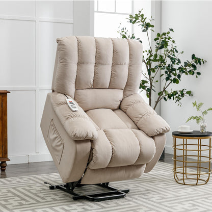 Poltrona reclinabile elettrica beige con riscaldamento, massaggio vibrante e tasca laterale per un'esperienza rilassante in soggiorno