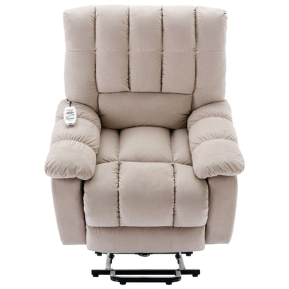 Poltrona reclinabile elettrica beige con riscaldamento, massaggio vibrante e tasca laterale per un'esperienza rilassante in soggiorno