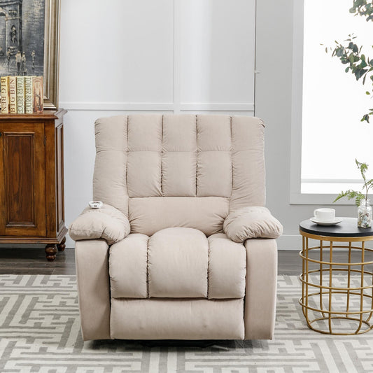 Poltrona reclinabile elettrica beige con riscaldamento, massaggio e tasca laterale per soggiorno o camera da letto