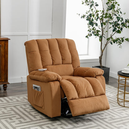 Poltrona reclinabile elettrica beige con riscaldamento, massaggio e tasca portaoggetti per l'uso in soggiorno/camera da letto