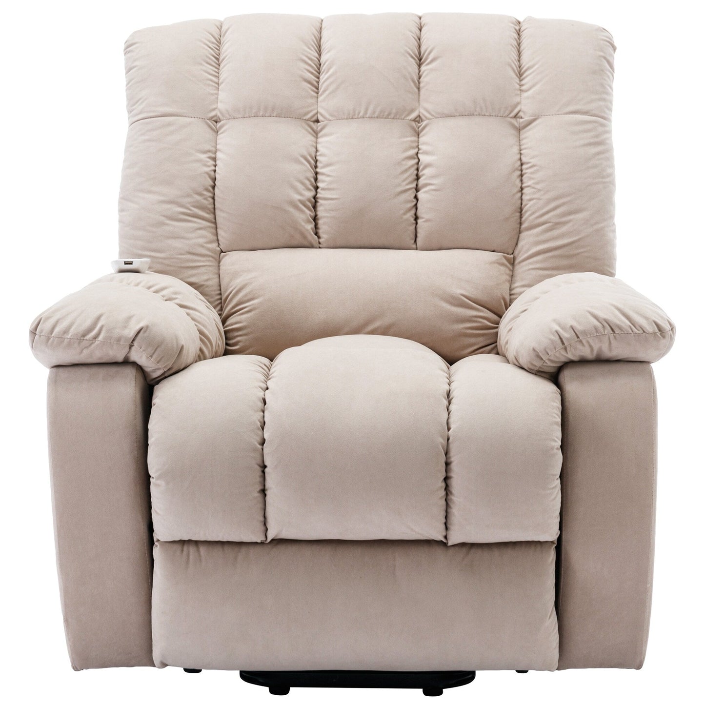 Poltrona reclinabile elettrica beige con riscaldamento, massaggio e tasca portaoggetti per l'uso in soggiorno/camera da letto