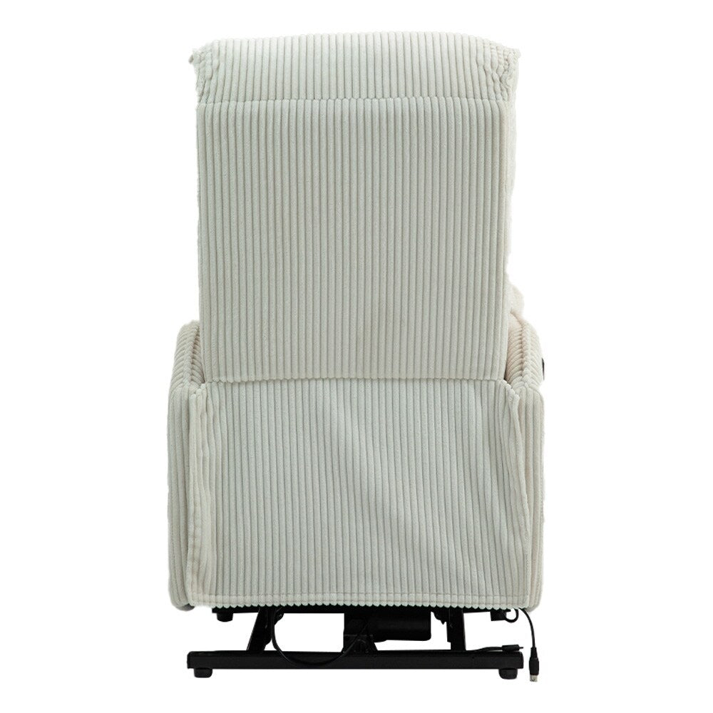 Poltrona reclinabile elettrica beige con tasca laterale, molle insacchettate, cuscino di seduta in peluche per soggiorno e camera da letto