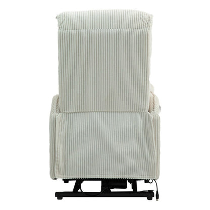 Poltrona reclinabile elettrica beige con tasca laterale, molle insacchettate, cuscino di seduta in peluche per soggiorno e camera da letto