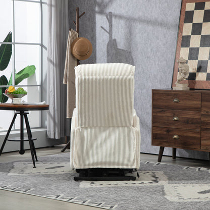 Poltrona reclinabile elettrica beige con tasca laterale, molle insacchettate, cuscino di seduta in peluche per soggiorno e camera da letto