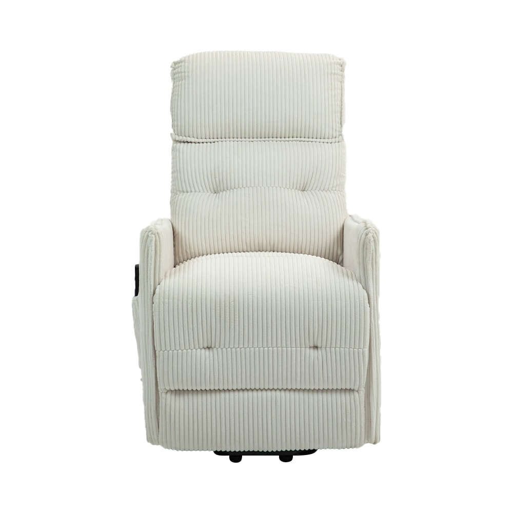 Poltrona reclinabile elettrica beige con tasca laterale, molle insacchettate, cuscino di seduta in peluche per soggiorno e camera da letto