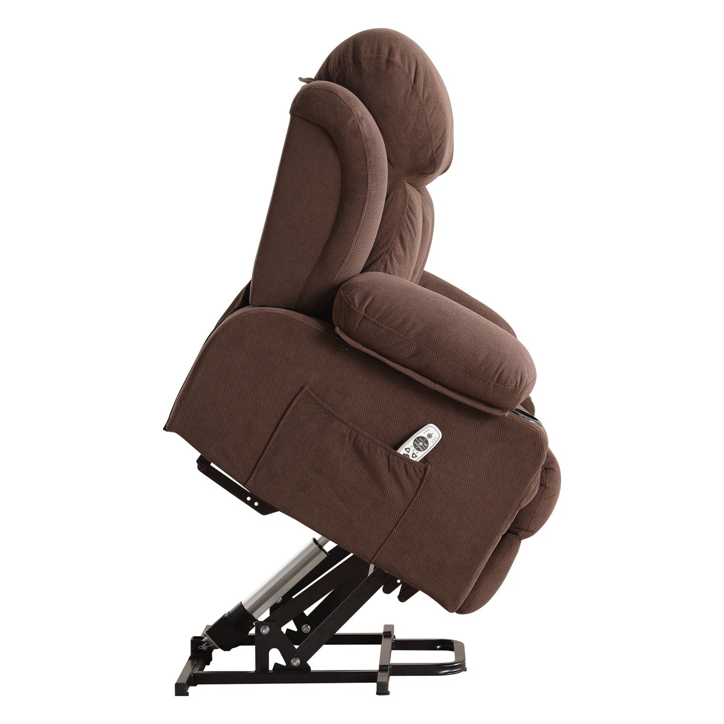 Poltrona reclinabile elettrica beige con riscaldamento, massaggio, porta USB, tasche laterali e comodo telecomando