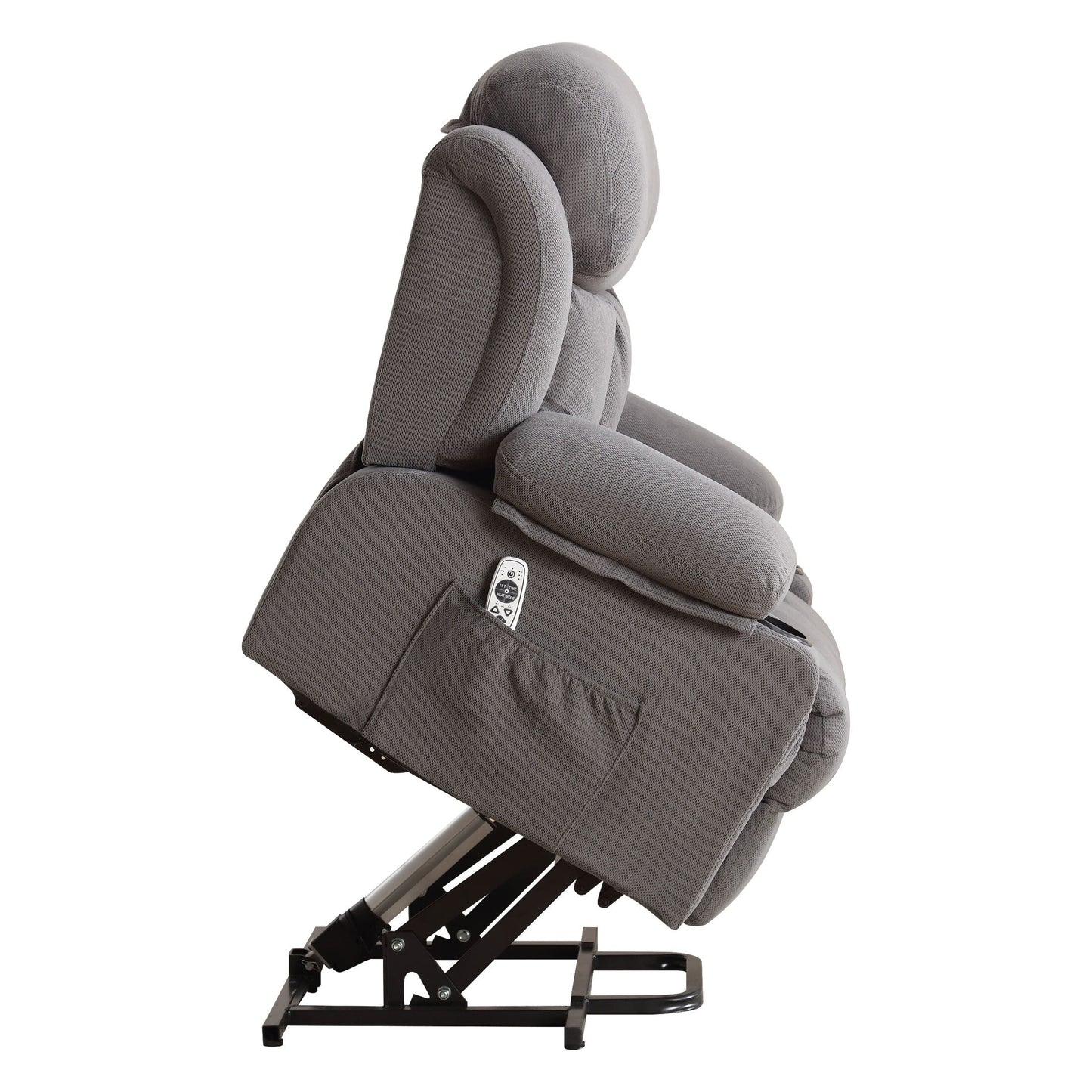 Poltrona reclinabile elettrica beige con riscaldamento, massaggio, porta USB, tasche laterali e comodo telecomando