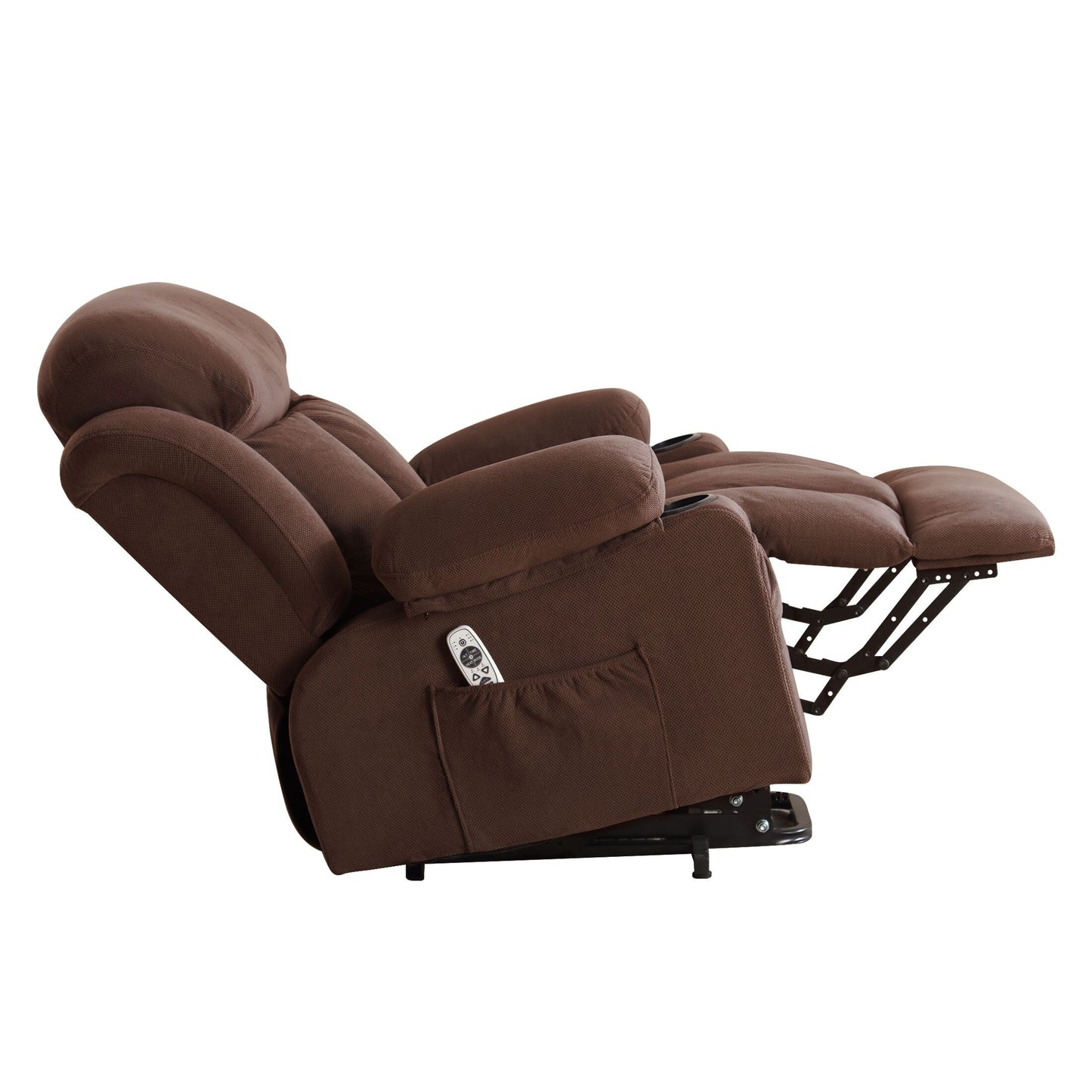 Poltrona reclinabile elettrica beige con riscaldamento, massaggio, USB e telecomando